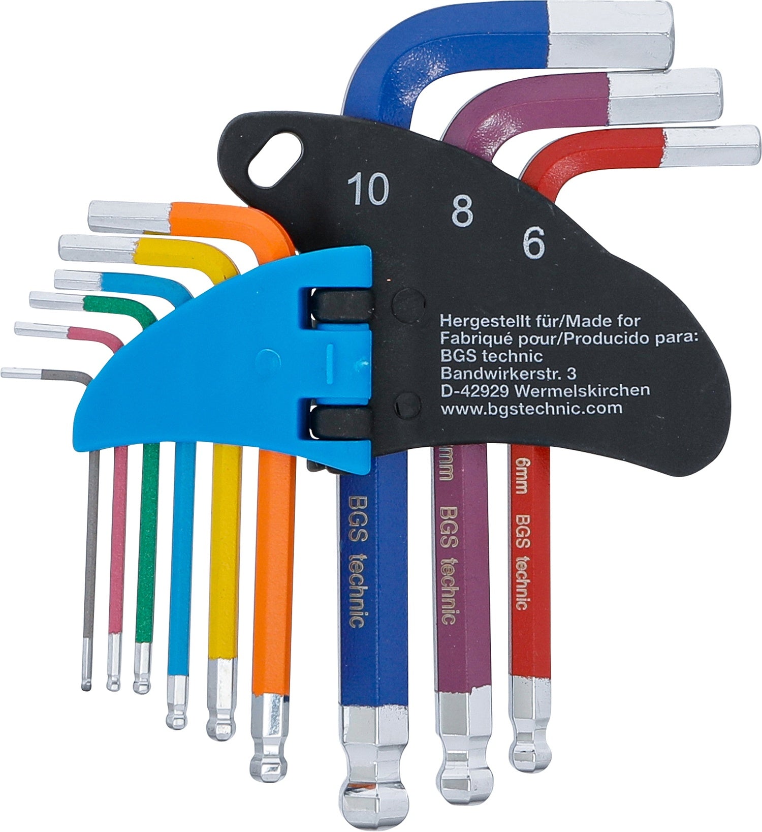 BGS 74451 Satz Winkelschlüssel Multicolour kurz Innensechskant Innensechskant mit Kugelkopf 1,5 - 10mm 9 teilig