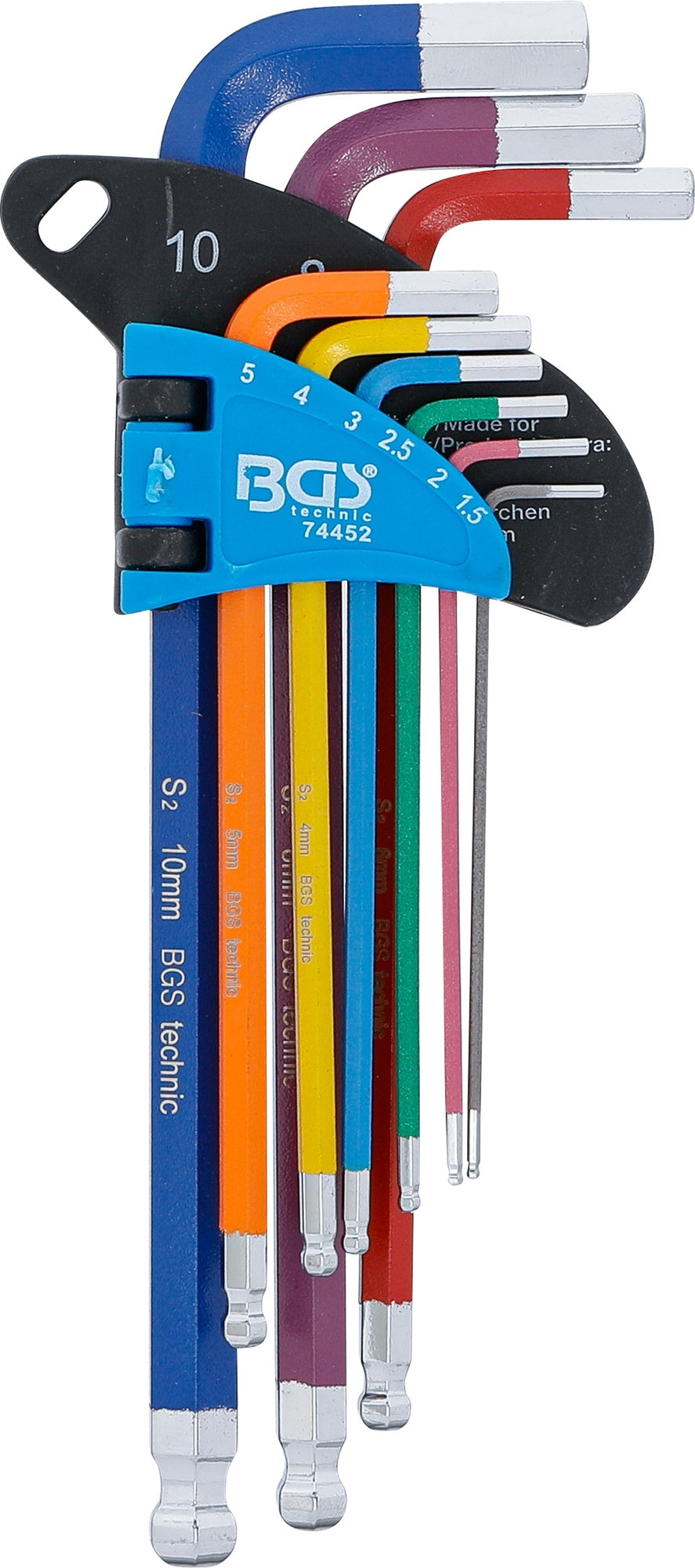 BGS 74452 Satz Winkelschlüssel Multicolour Innensechskant Innensechskant mit Kugelkopf 1,5 - 10mm 9 teilig