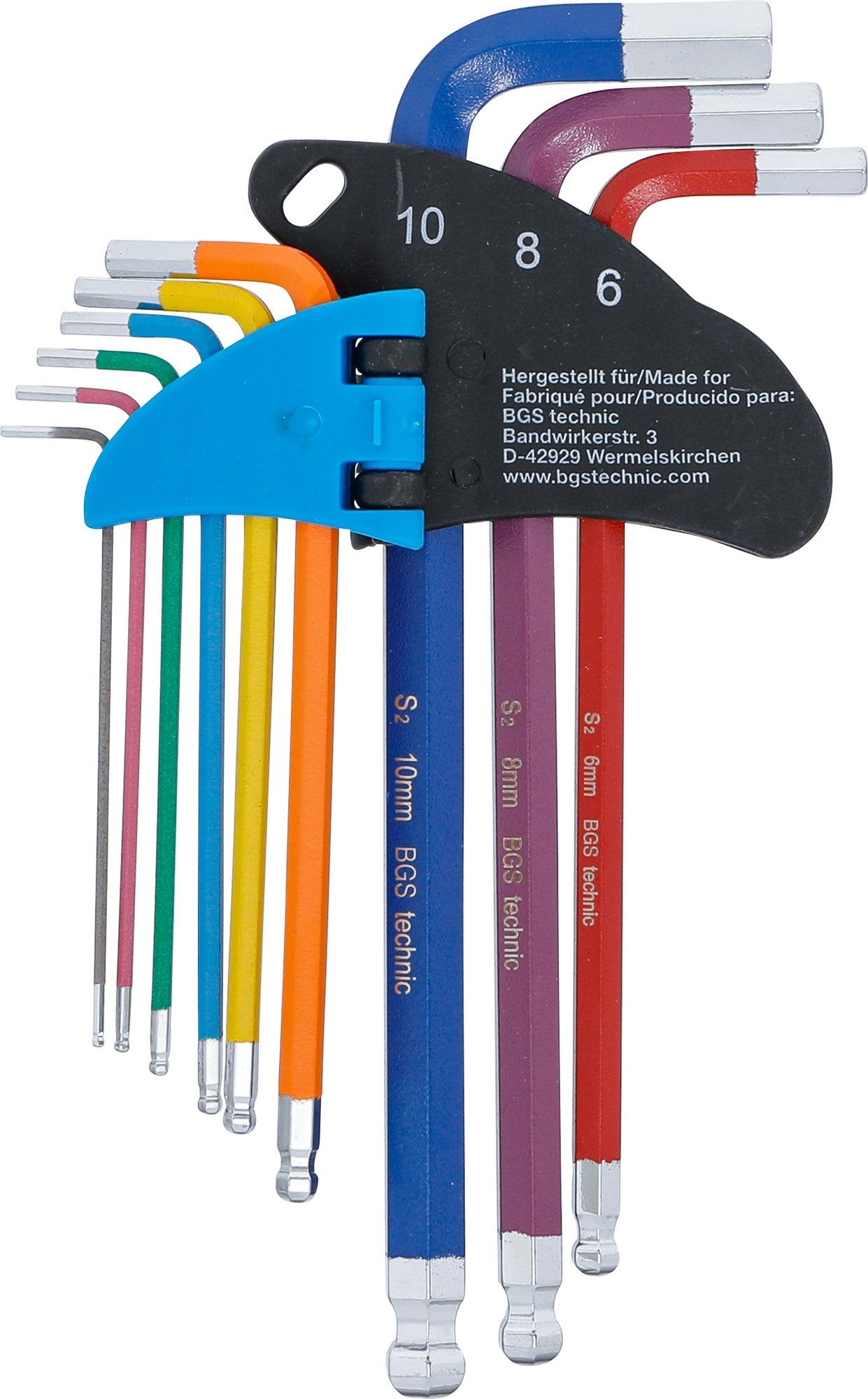 BGS 74452 Satz Winkelschlüssel Multicolour Innensechskant Innensechskant mit Kugelkopf 1,5 - 10mm 9 teilig
