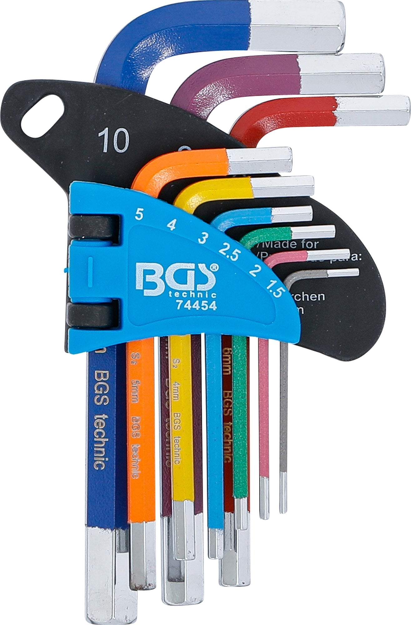 BGS 74454 Satz Winkelschlüssel Multicolour kurz Innensechskant 1,5 - 10mm 9 teilig