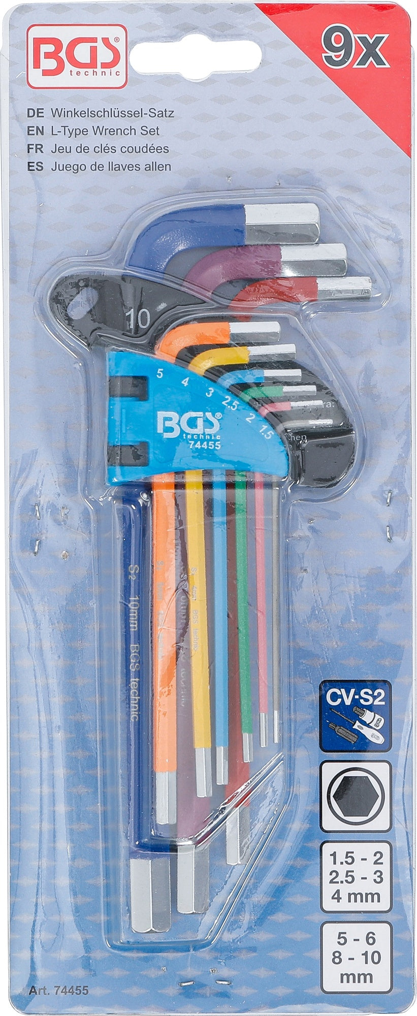 BGS 74455 Satz Winkelschlüssel Multicolour Innensechskant 1,5 - 10mm 9 teilig