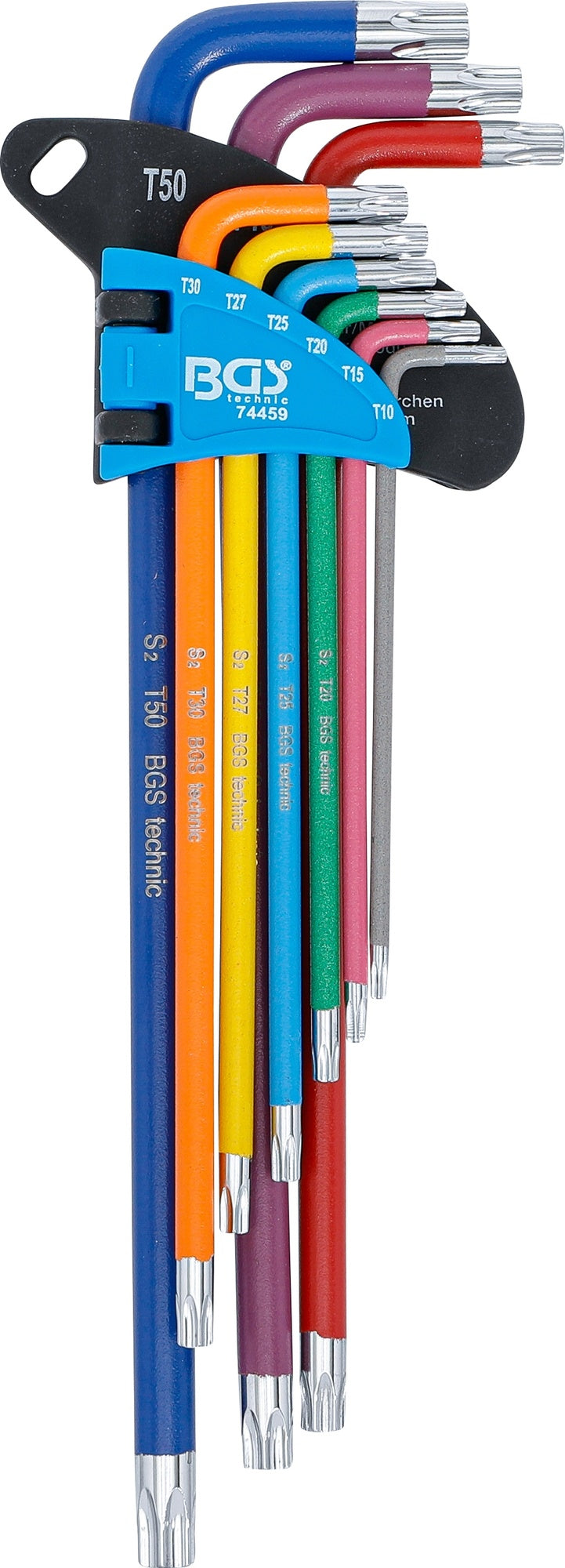BGS 74459 Satz Winkelschlüssel Multicolour extra lang T-Profil (für Torx) T10 - T50 9 teilig