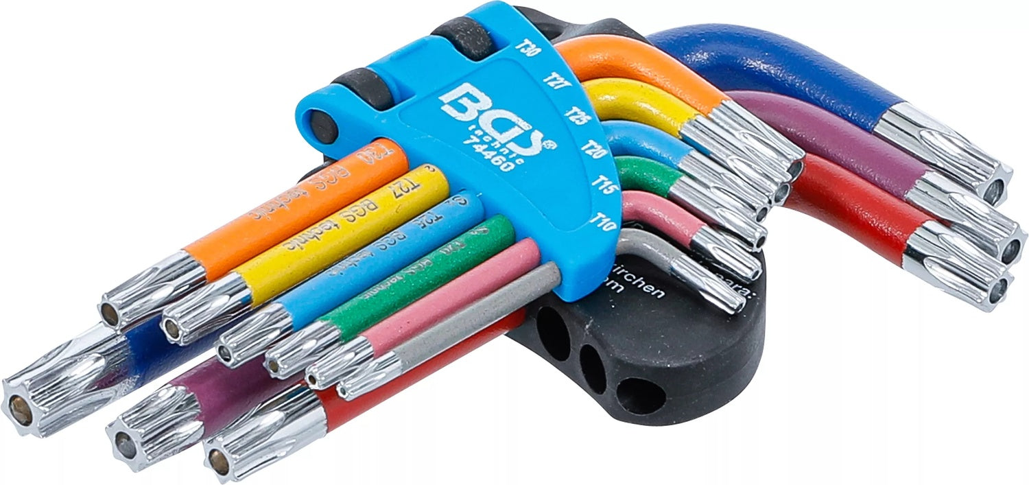 BGS 74460 Satz Winkelschlüssel Multicolour kurz T-Profil (für Torx) mit Bohrung T10 - T50 9 teilig