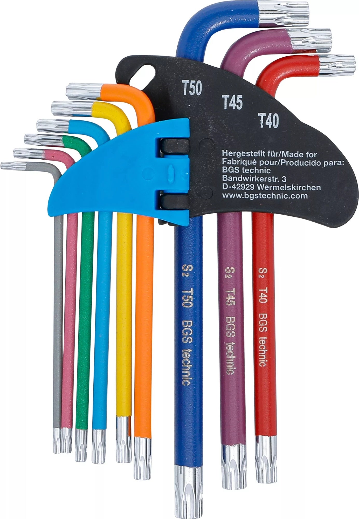 BGS 74461 Satz Winkelschlüssel Multicolour T-Profil (für Torx) T10 - T50 9 teilig