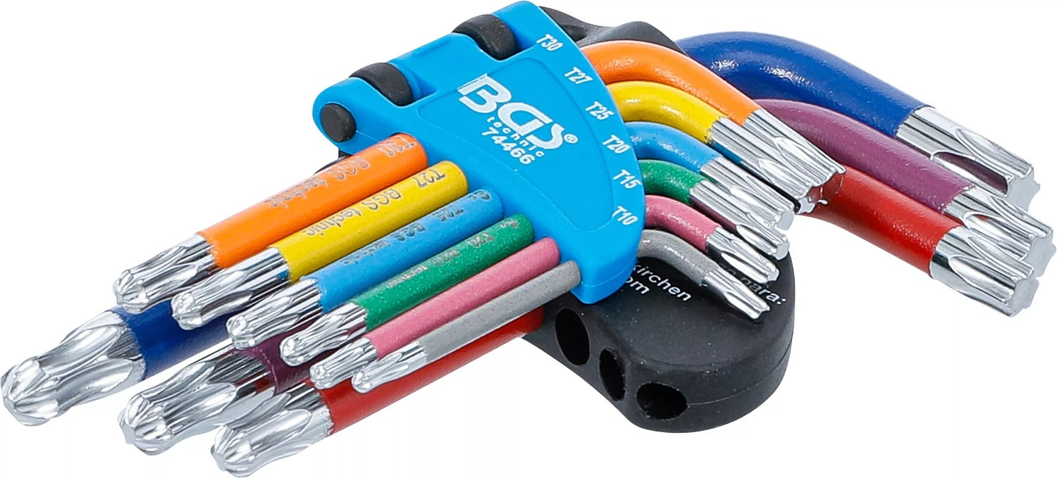 BGS 74466 Satz Winkelschlüssel Multicolour kurz T-Profil (für Torx) mit Kugelkopf T10 - T50 9 teilig