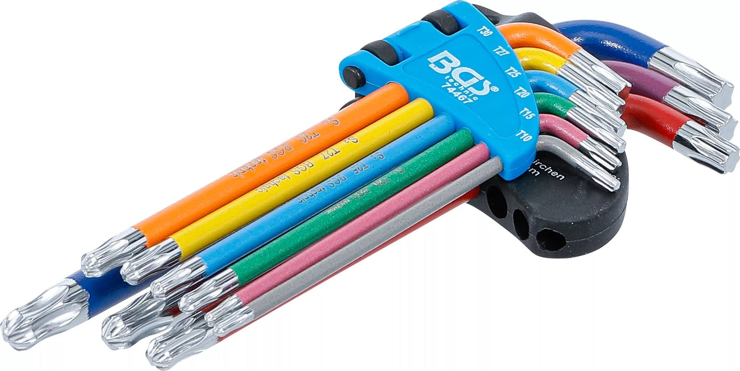 BGS 74467 Satz Winkelschlüssel Multicolour T-Profil (für Torx) mit Kugelkopf T10 - T50 9 teilig