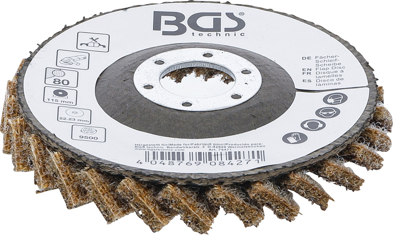 BGS 74471 Fächer Schleifscheibe Vlies Durchmesser Ø 115mm Körnung 80