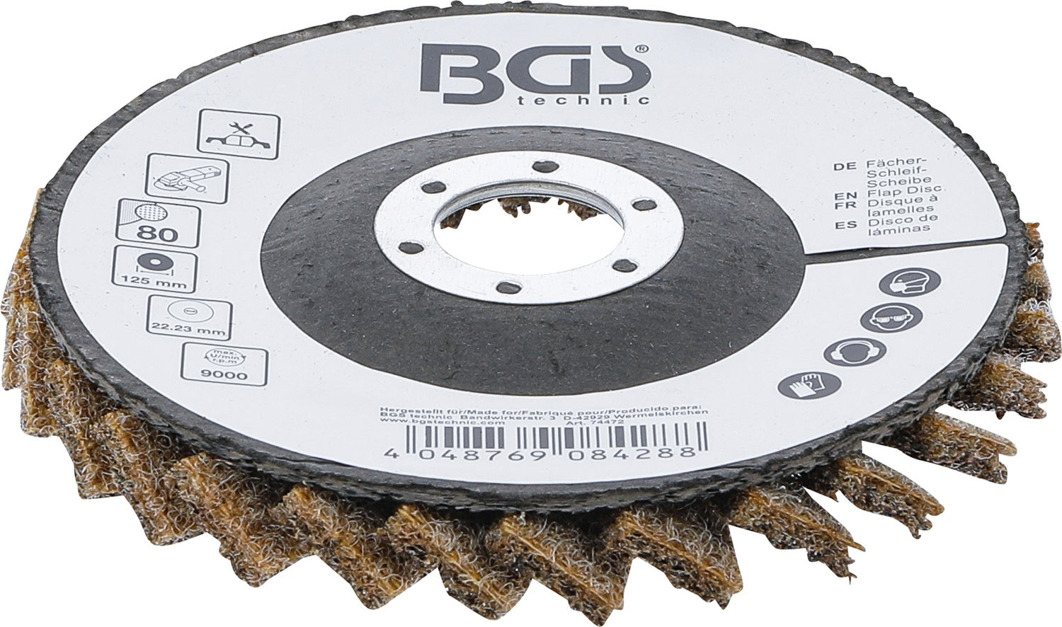 BGS 74472 Fächer Schleifscheibe Vlies Durchmesser Ø 125mm Körnung 80