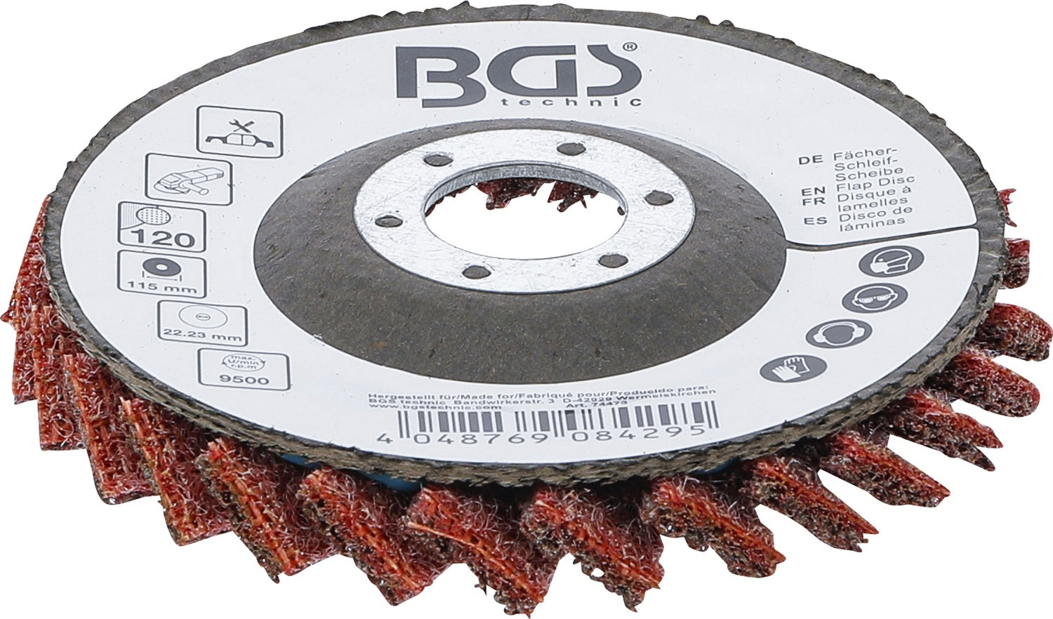 BGS 74473 Fächer Schleifscheibe Vlies Durchmesser Ø 115mm Körnung 120