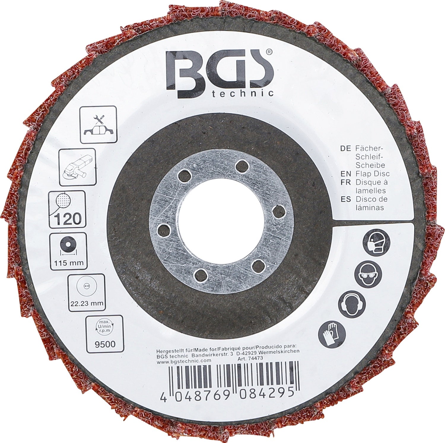 BGS 74473 Fächer Schleifscheibe Vlies Durchmesser Ø 115mm Körnung 120