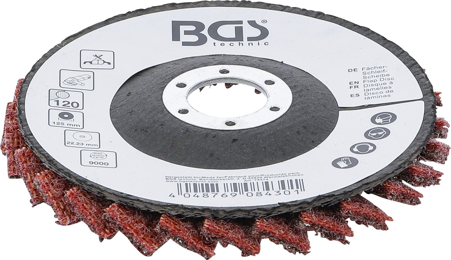 BGS 74474 Fächer Schleifscheibe Vlies Durchmesser Ø 125mm Körnung 120