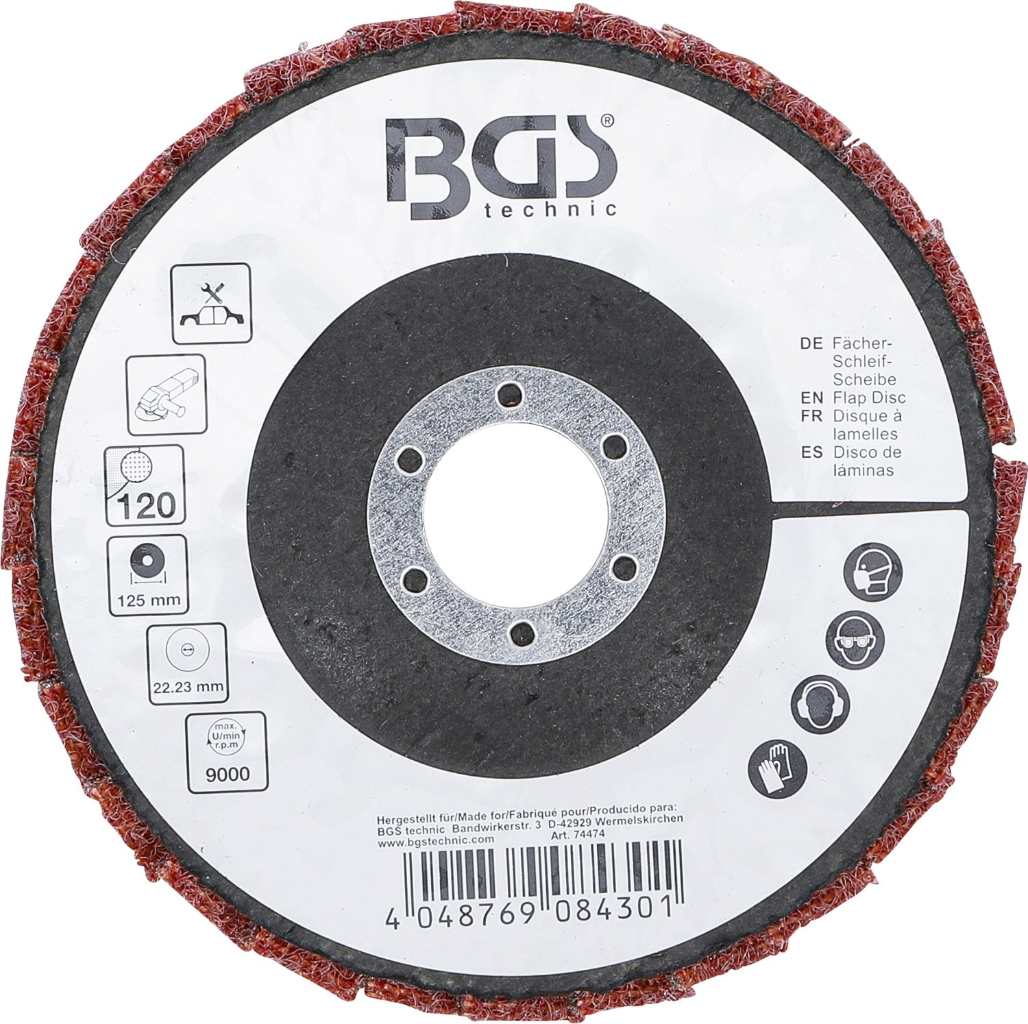 BGS 74474 Fächer Schleifscheibe Vlies Durchmesser Ø 125mm Körnung 120