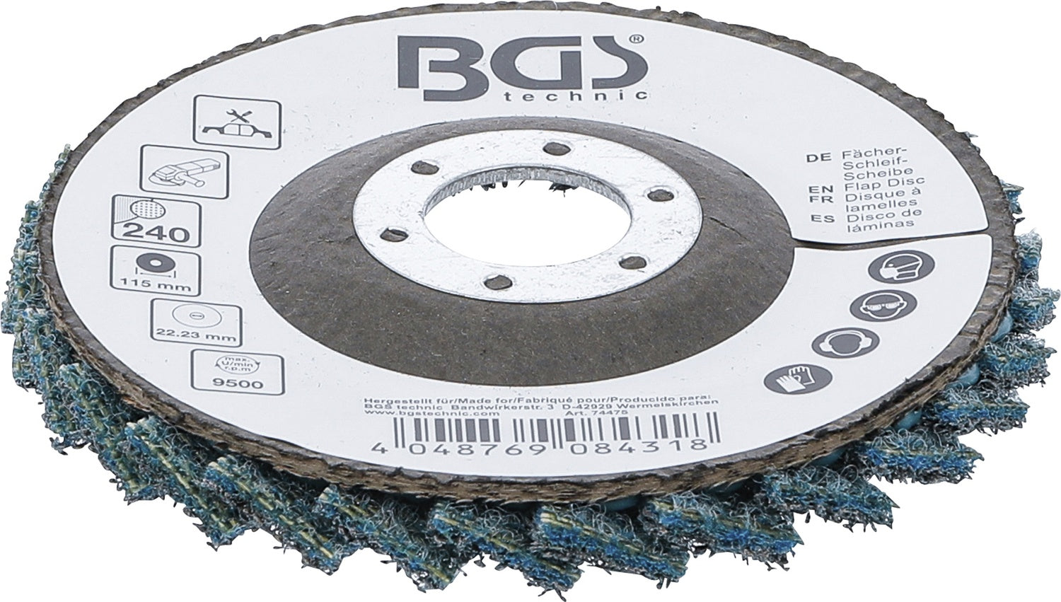 BGS 74475 Fächer Schleifscheibe Vlies Durchmesser Ø 115mm Körnung 240