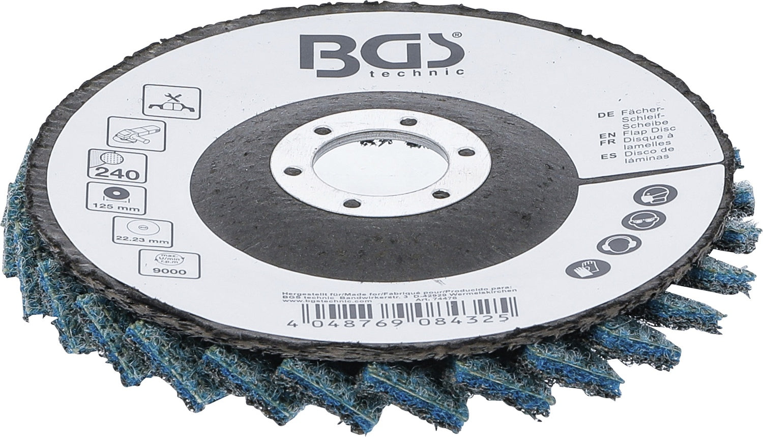 BGS 74476 Fächer Schleifscheibe Vlies Durchmesser Ø 125mm Körnung 240