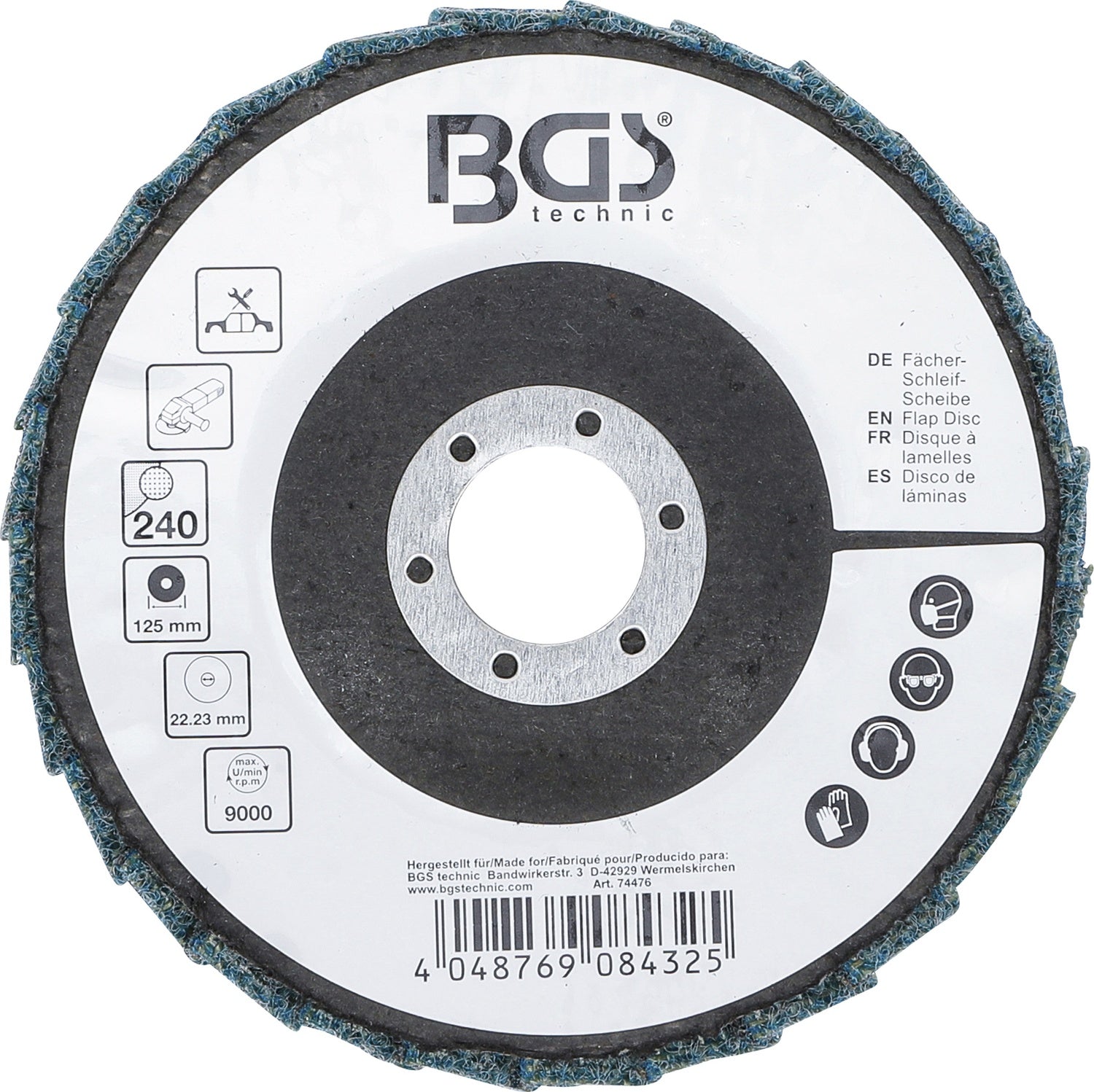 BGS 74476 Fächer Schleifscheibe Vlies Durchmesser Ø 125mm Körnung 240