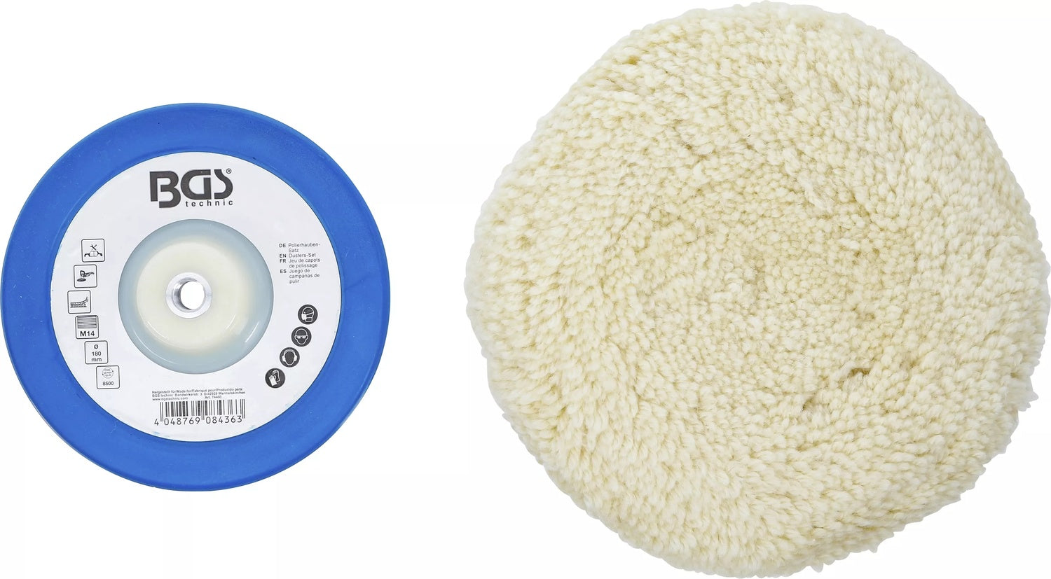 BGS 74480 Satz Polierhaube Schleifteller mit Klettaufnahme Ø180mm
