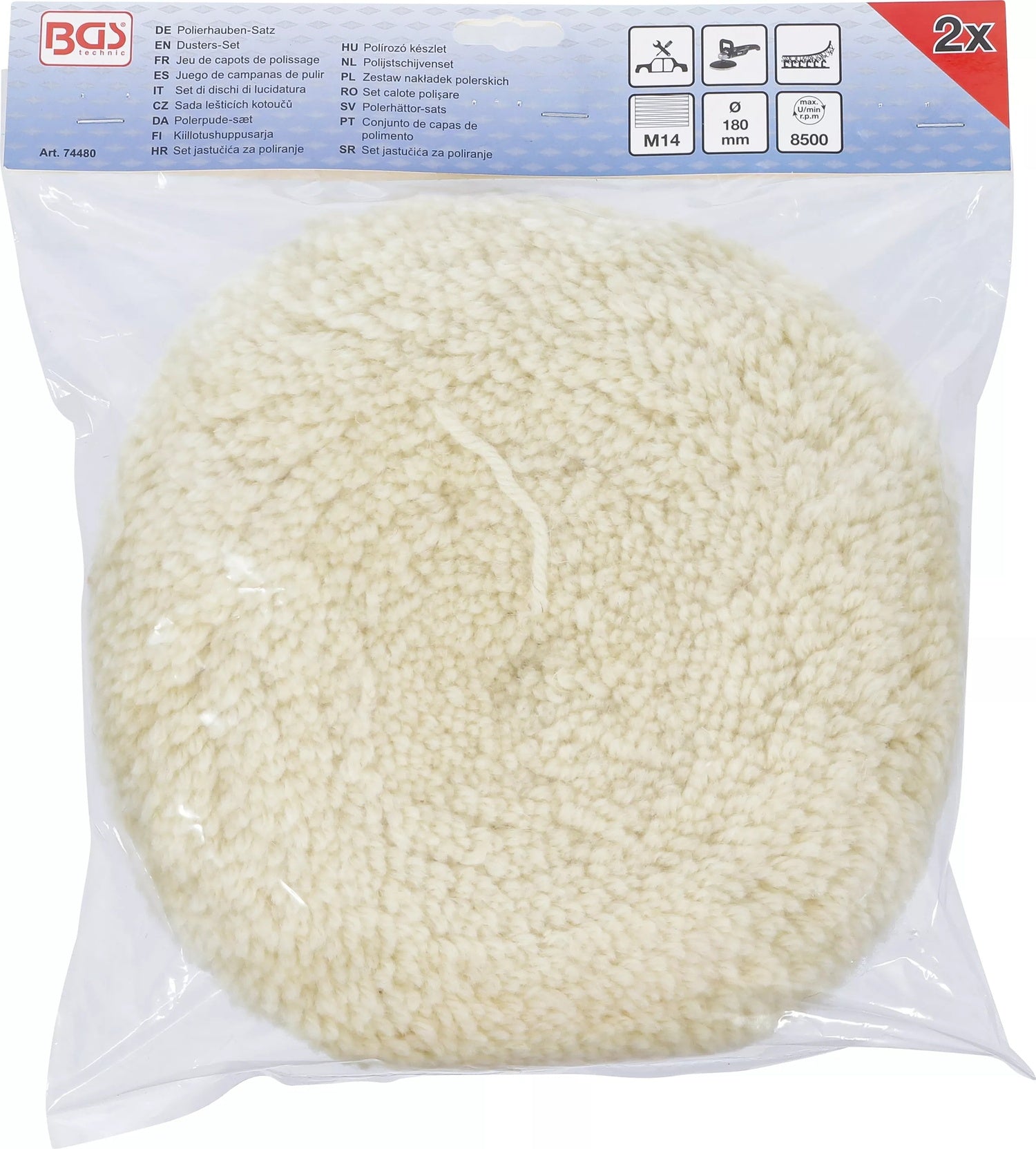 BGS 74480 Satz Polierhaube Schleifteller mit Klettaufnahme Ø180mm