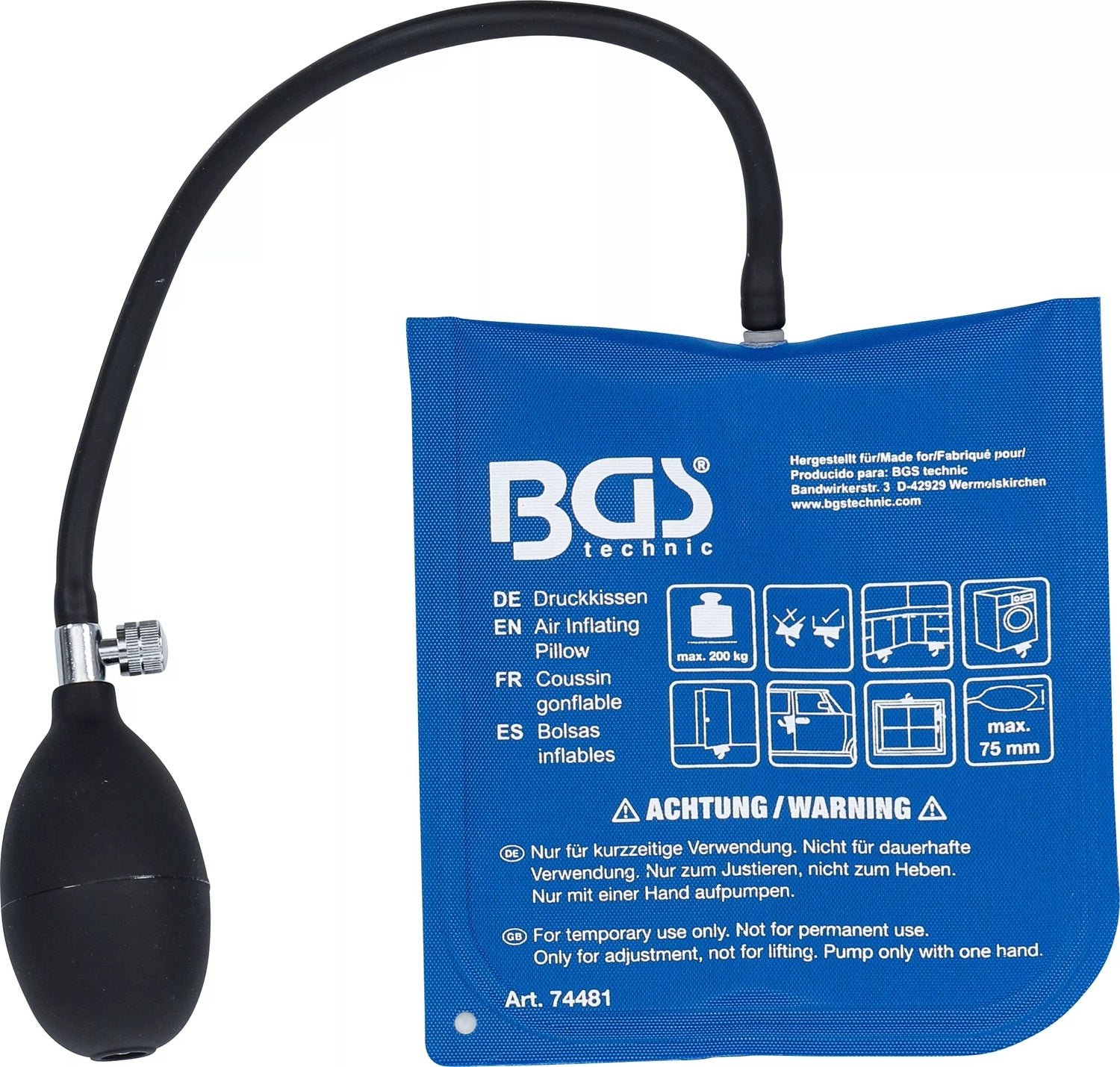 BGS 74481 Druckkissen mit Handpumpe Quadrat 165 x 150mm