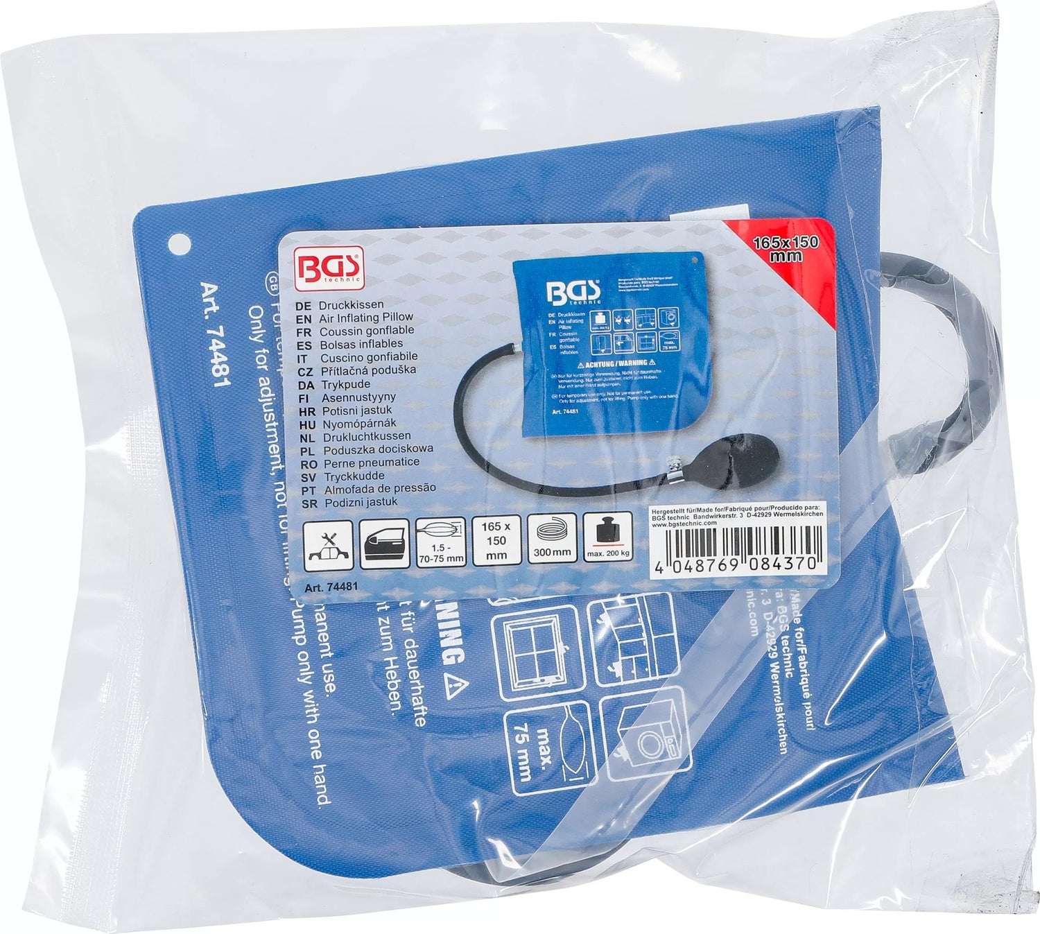 BGS 74481 Druckkissen mit Handpumpe Quadrat 165 x 150mm