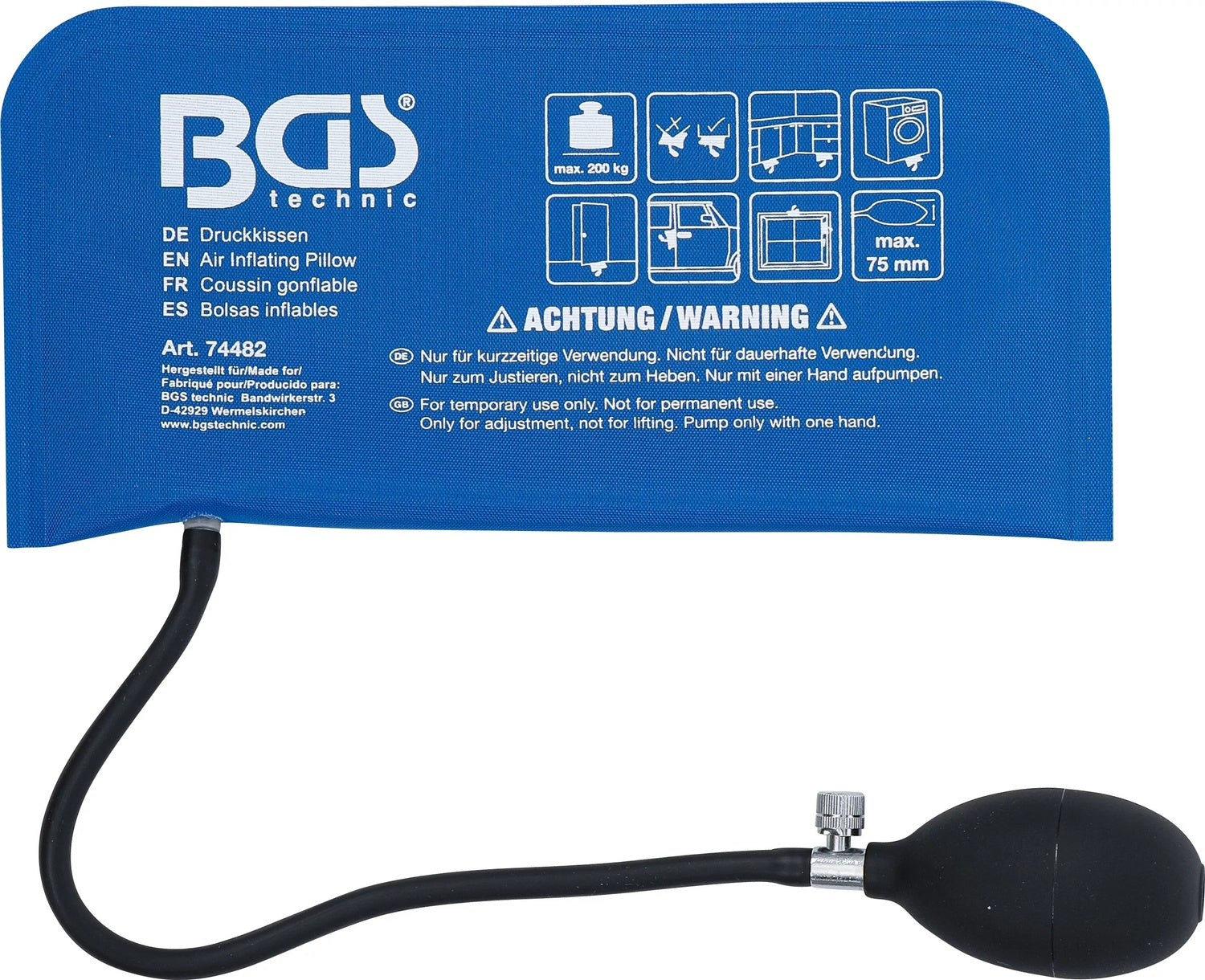 BGS 74482 Druckkissen mit Handpumpe Rechteck 270 x 135mm