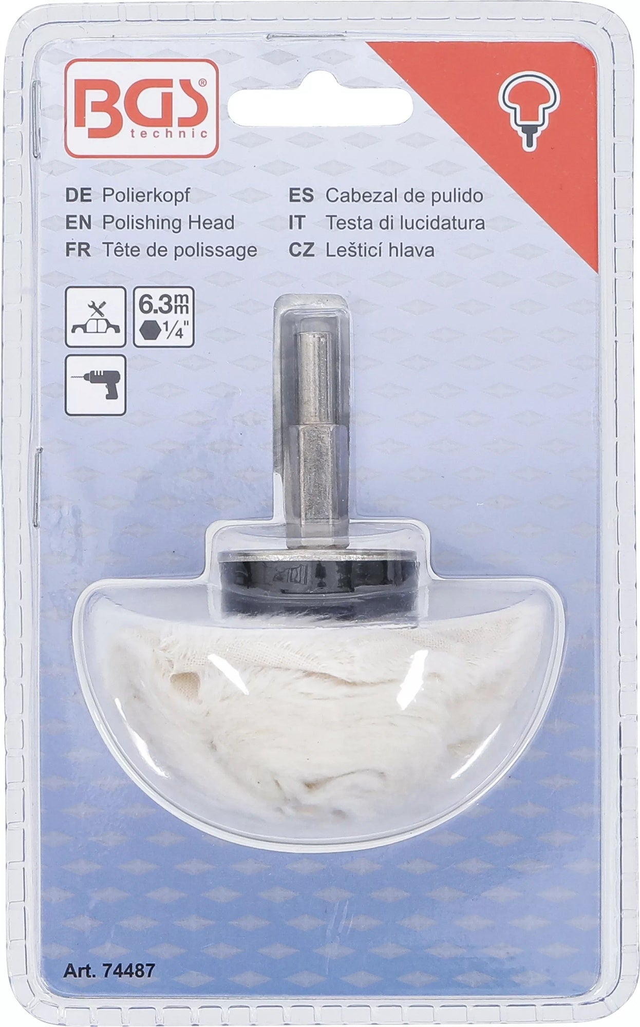 BGS 74487 Polierhaube Pilzform Antrieb Außensechskant 6,3mm (1/4")