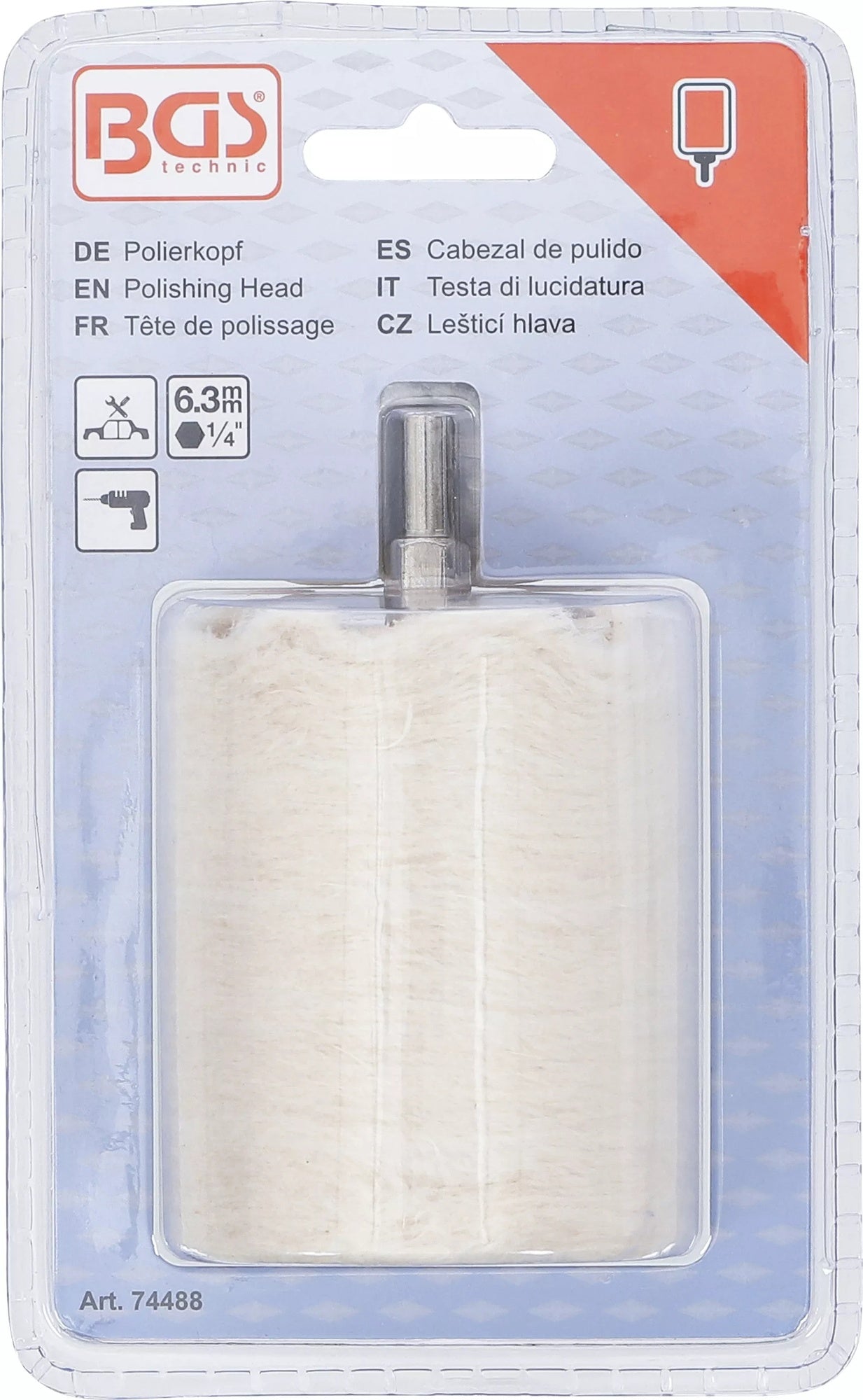 BGS 74488 Polierhaube Zylinderform Antrieb Außensechskant 6,3mm (1/4")