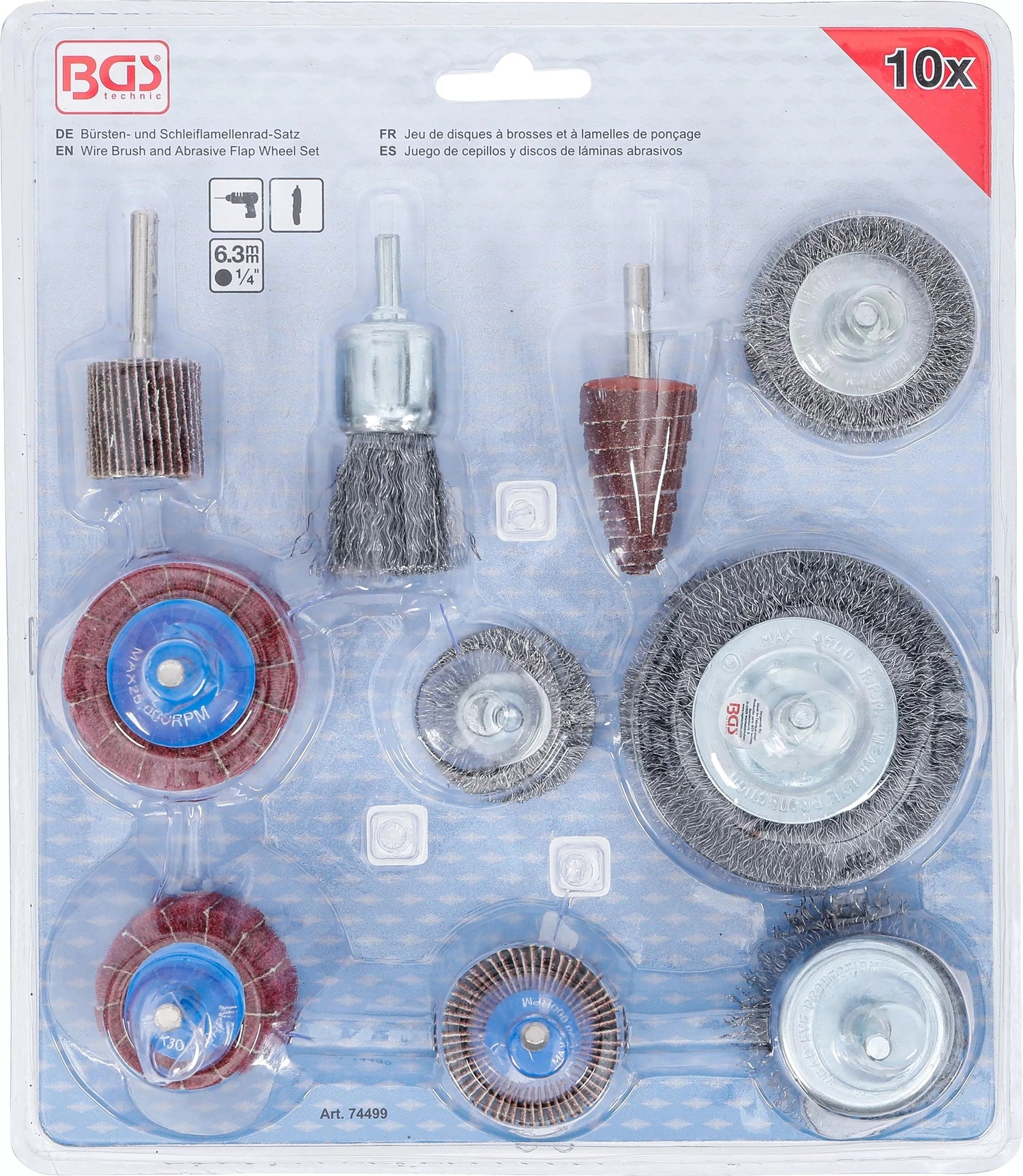BGS 74499 Satz Bürsten Schleiflamellenräder für Stabschleifer und Bohrmaschinen