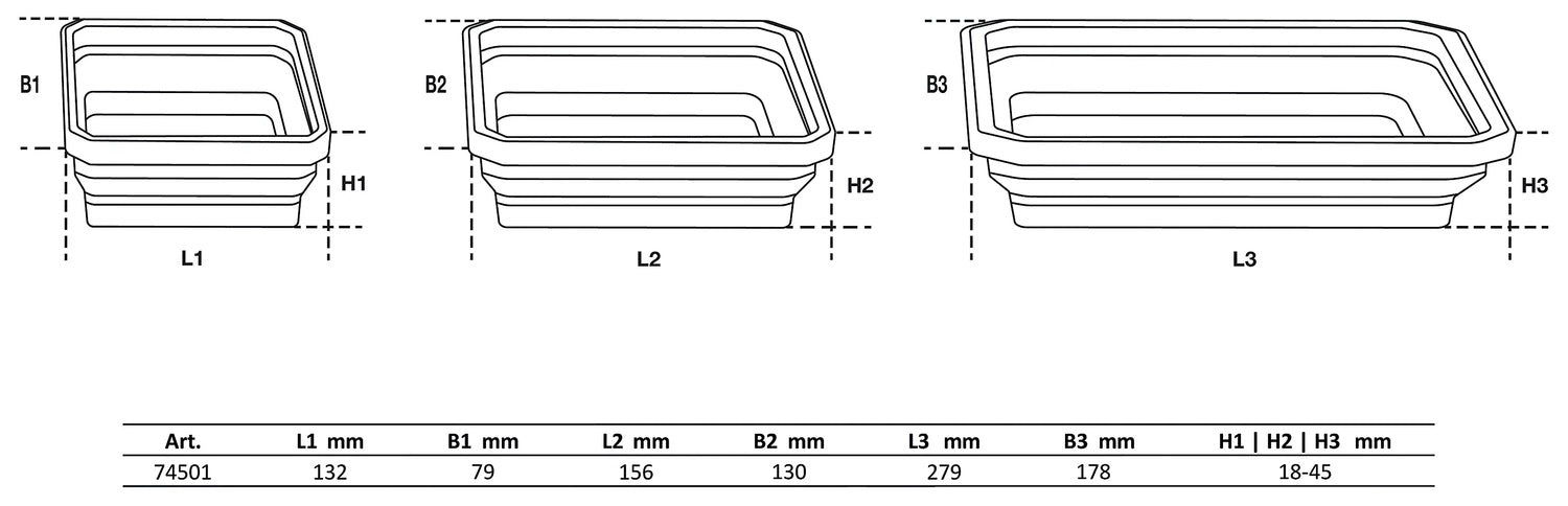 BGS 74501 Satz Magnet Haftschalen Silikon faltbar 3 teilig