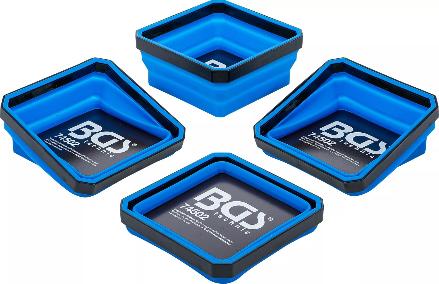 BGS 74502 Satz Magnet Haftschalen Silikon faltbar 115 x 115 x 50mm 4 teilig