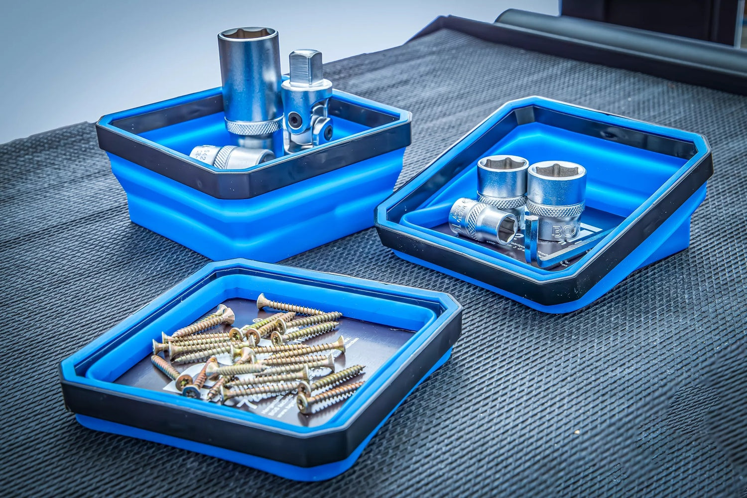 BGS 74502 Satz Magnet Haftschalen Silikon faltbar 115 x 115 x 50mm 4 teilig