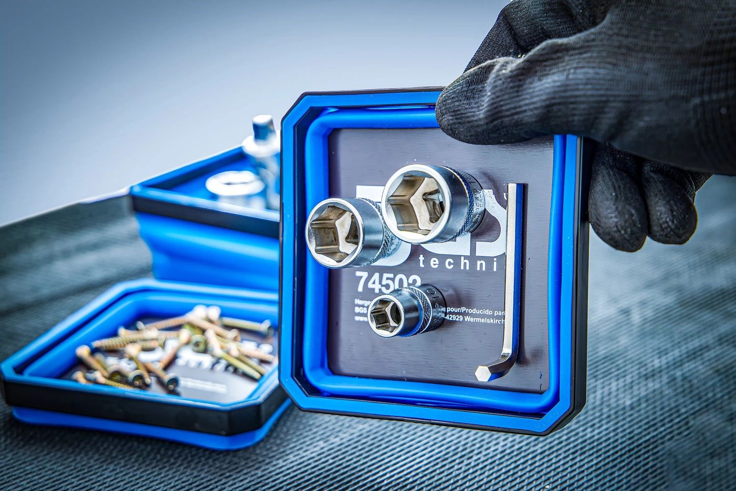 BGS 74502 Satz Magnet Haftschalen Silikon faltbar 115 x 115 x 50mm 4 teilig