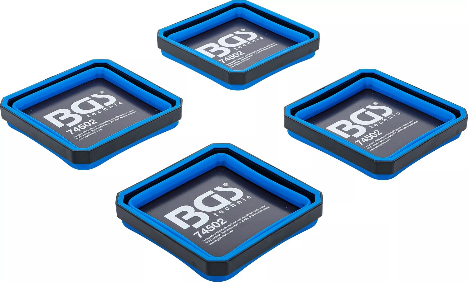 BGS 74502 Satz Magnet Haftschalen Silikon faltbar 115 x 115 x 50mm 4 teilig