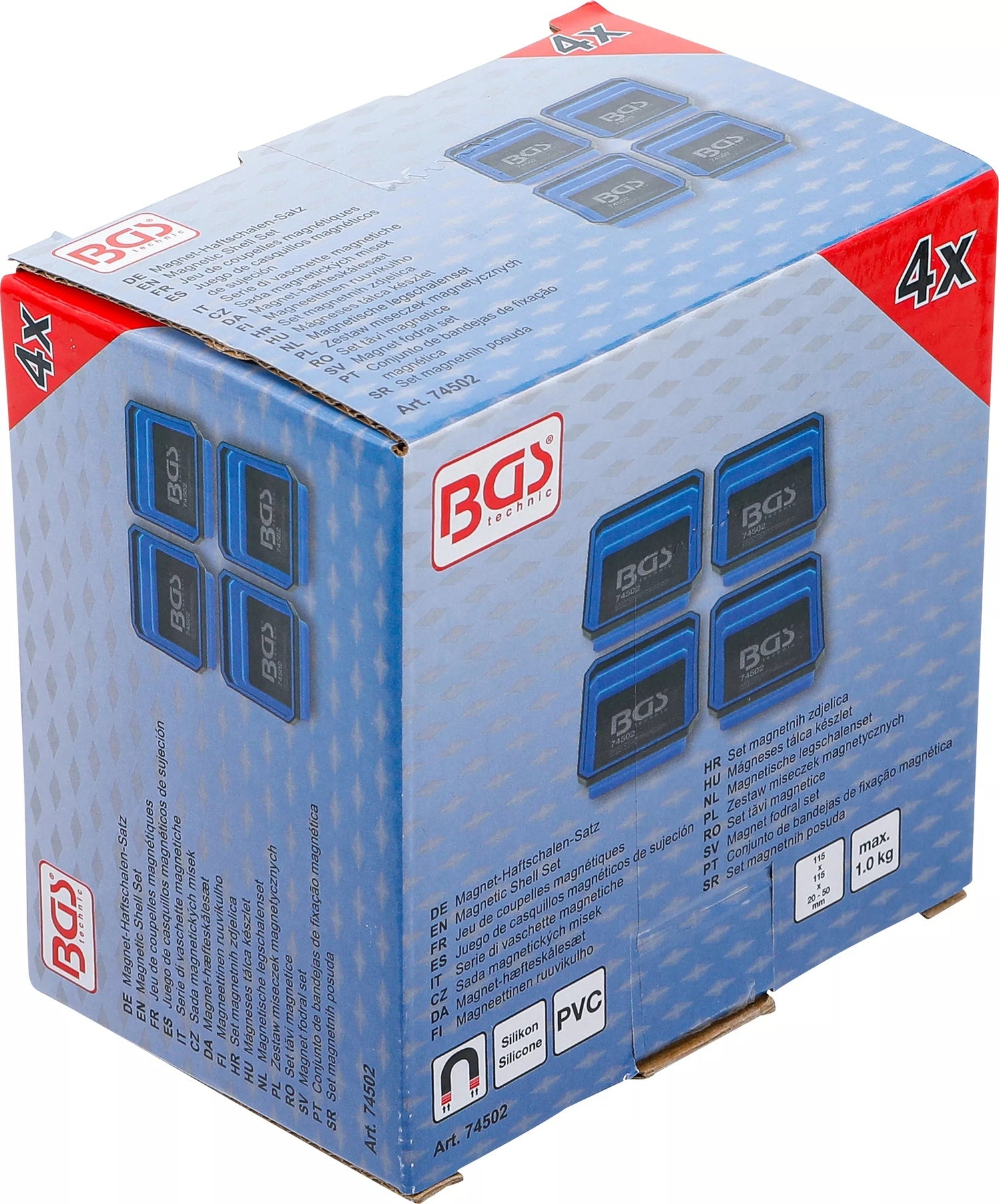BGS 74502 Satz Magnet Haftschalen Silikon faltbar 115 x 115 x 50mm 4 teilig