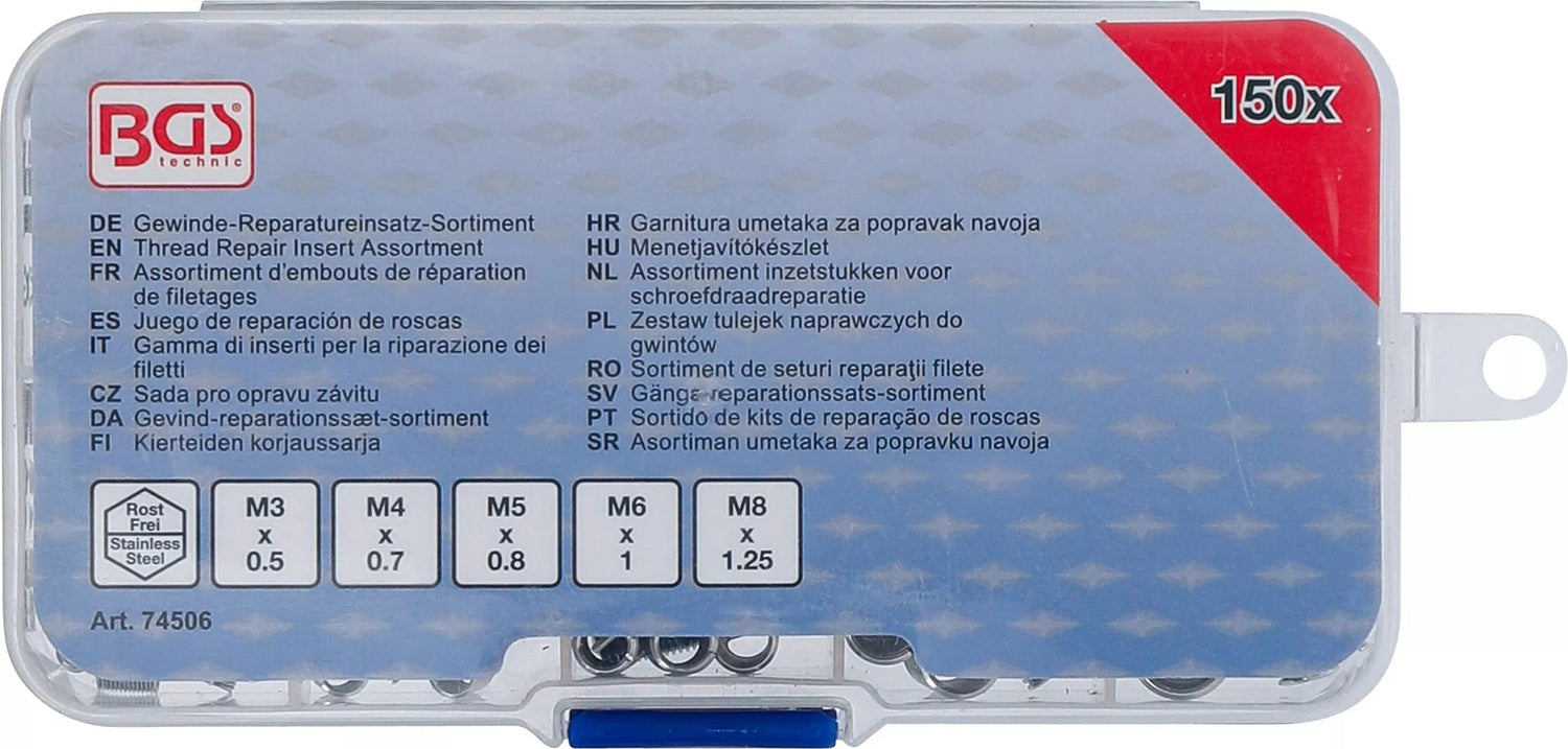 BGS 74506 Satz Gewinde Reparatur Sortiment Edelstahl 150 teilig