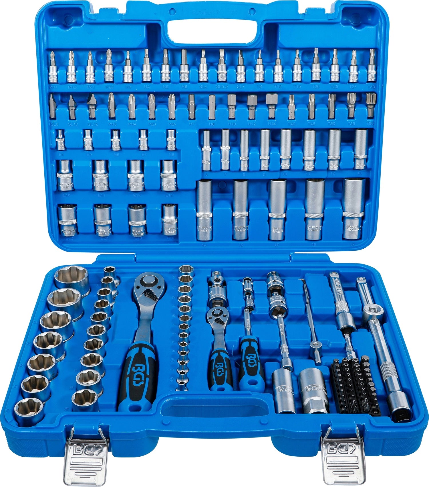 BGS 74518 Satz Steckschlüssel Wellenprofil Anrieb 6,3mm (1/4") & 12,5mm (1/2") 150 teilig