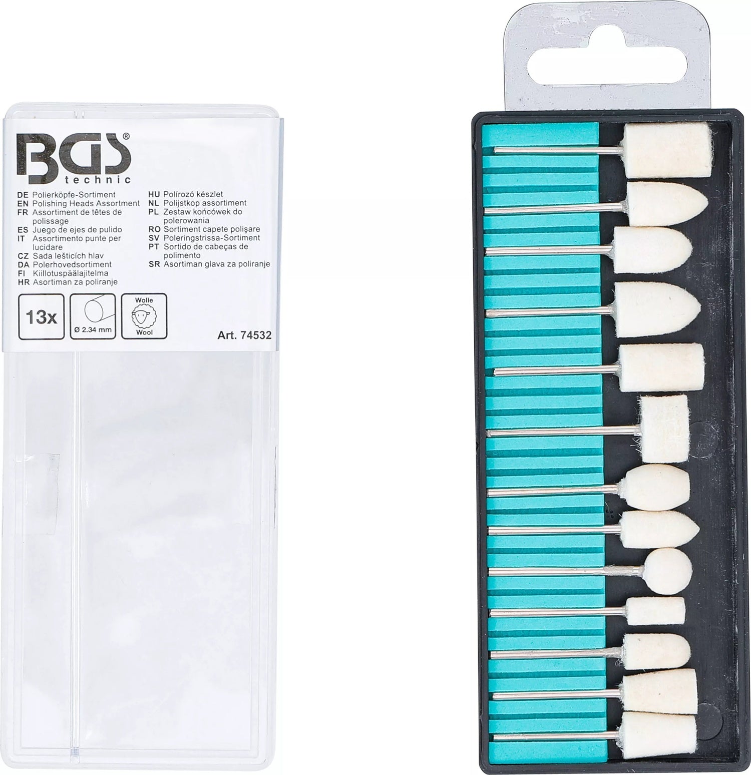 BGS 74532 Sortiment Polierköpfe Wollfilz unterschiedliche Schleifkopfformen