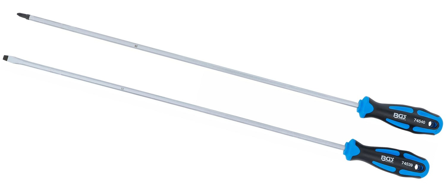 BGS 74538 Satz Schraubendreher extra lang Schlitz Kreuzschlitz PH 2 teilig