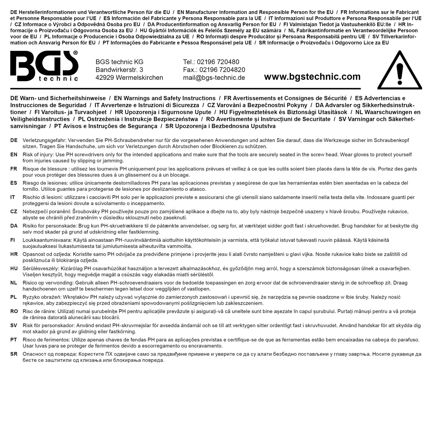 BGS 74540 Schraubendreher Kreuzschlitz PH2 Klingenlänge 450mm