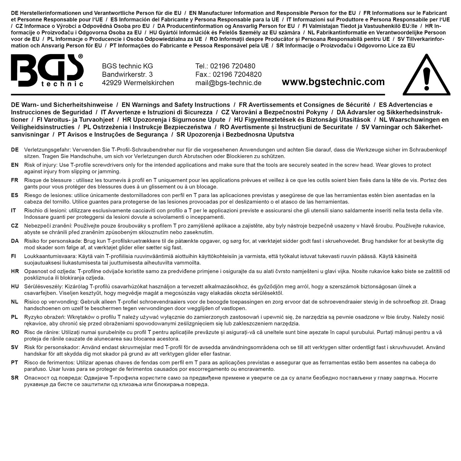 BGS 74542 Schraubendreher T-Profil (für Torx) T15 Klingenlänge 250mm
