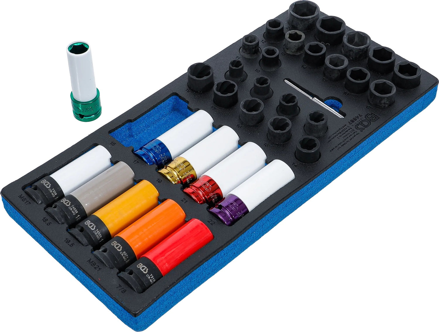 BGS 74557 Satz Kraft Steckschlüssel Spezial Radschrauben und Spiral-Profil Schraubenausdreher 12,5mm (1/2")