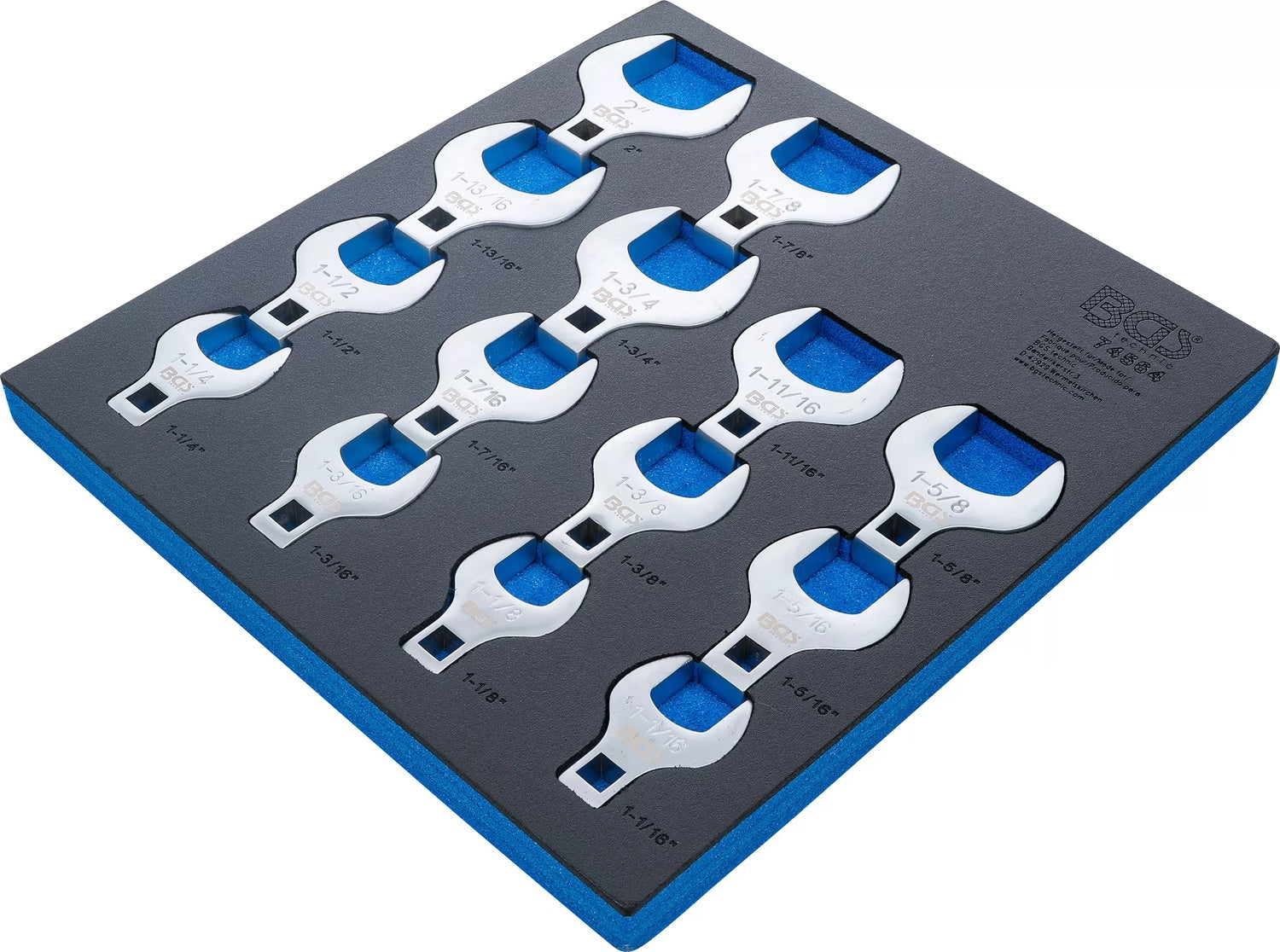 BGS 74564 Satz ZOLL Hahnenfußschlüssel Werkstatteinlage 2/3 12,5mm (1/2") Zollgrößen