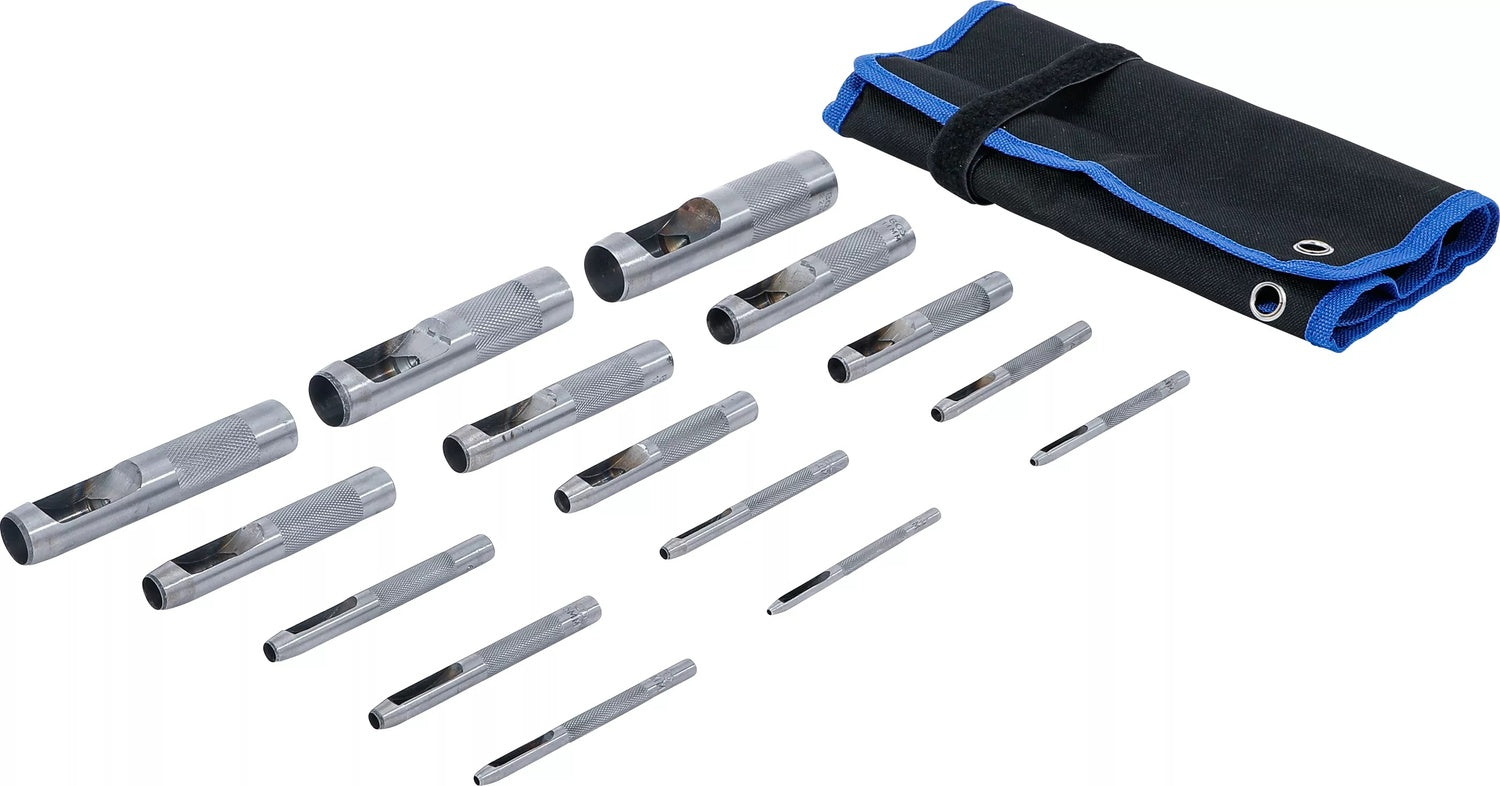 BGS 74570 Satz Locheisen runde Form Rolltasche Locheisensatz 15 teilig