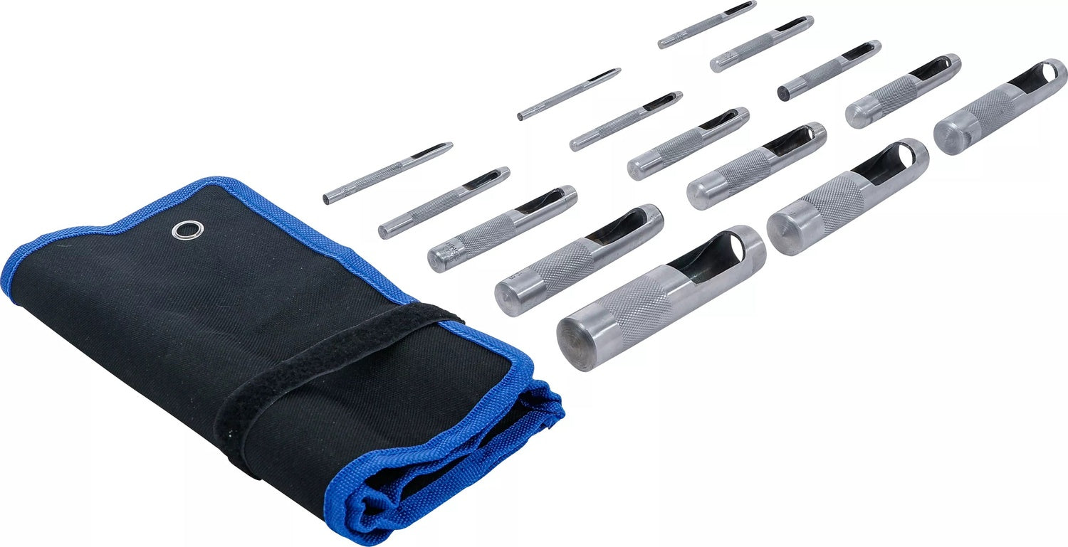 BGS 74570 Satz Locheisen runde Form Rolltasche Locheisensatz 15 teilig