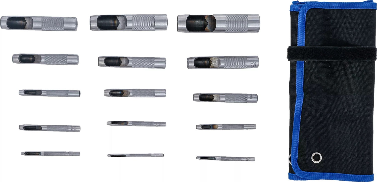 BGS 74570 Satz Locheisen runde Form Rolltasche Locheisensatz 15 teilig