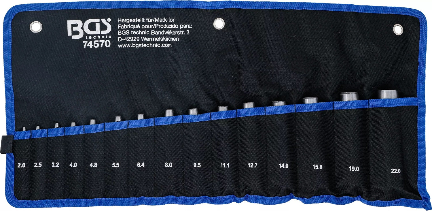 BGS 74570 Satz Locheisen runde Form Rolltasche Locheisensatz 15 teilig