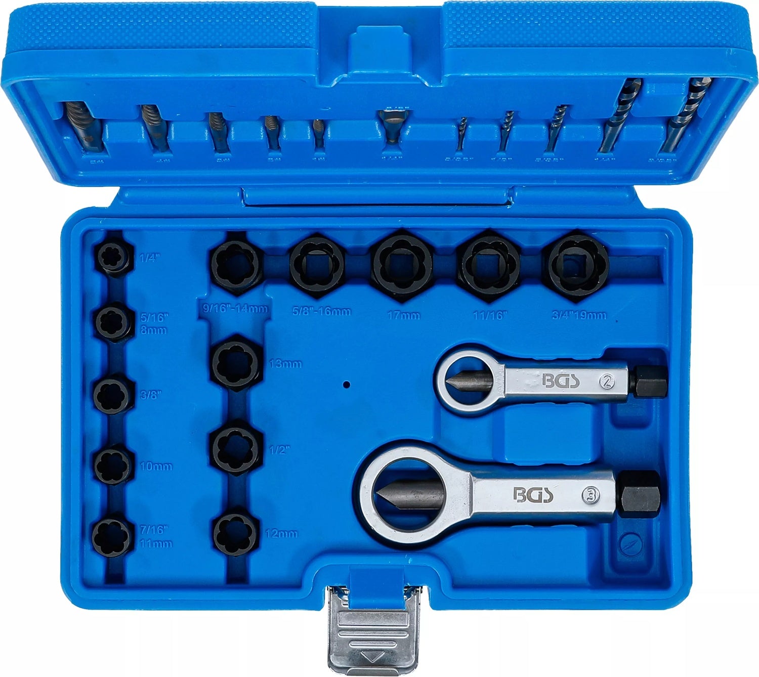 BGS 74581 Satz Spiralprofil Steckschlüsseleinsatz Schraubenausdreher Mutternsprenger 26 teilig