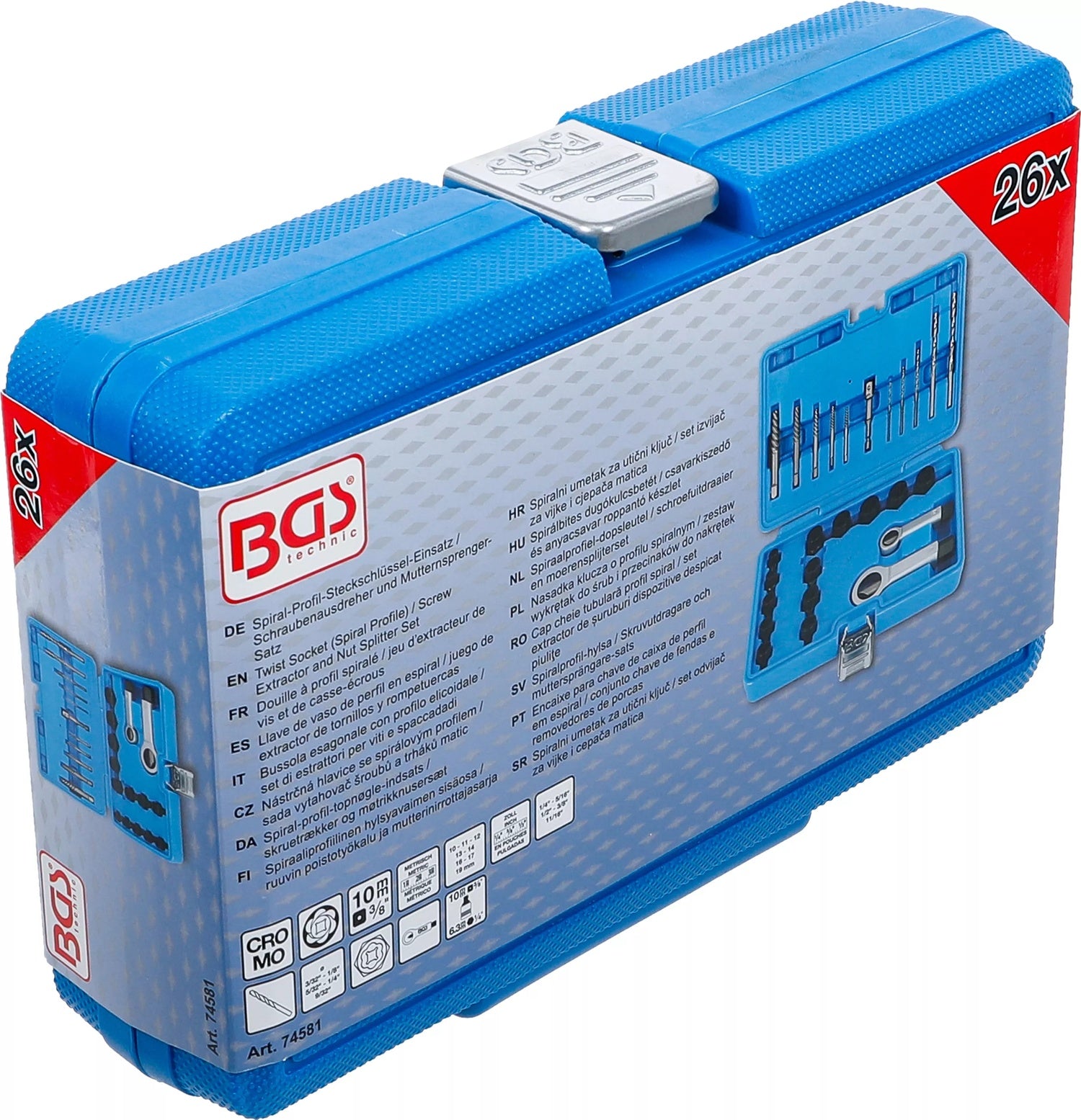 BGS 74581 Satz Spiralprofil Steckschlüsseleinsatz Schraubenausdreher Mutternsprenger 26 teilig