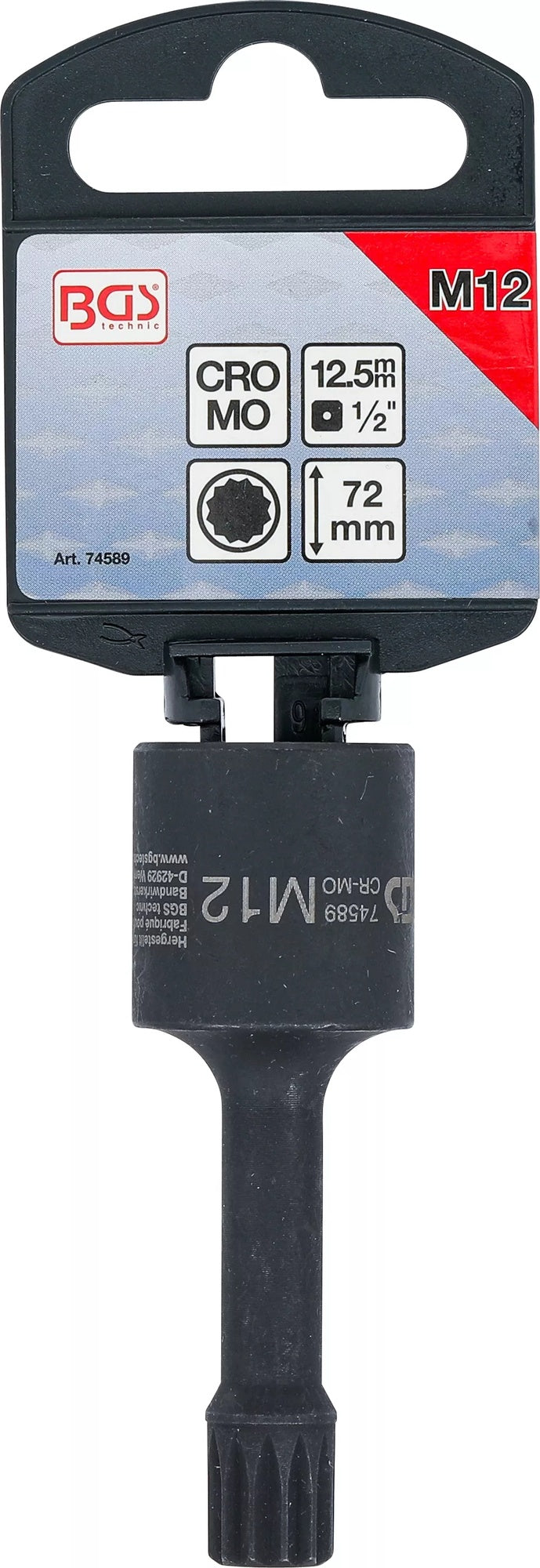 BGS 74589 Kraft Spezial Biteinsatz Antrieb Innenvierkant 12,5mm (1/2") Innenvielzahn (für XZN) M12 für VAG