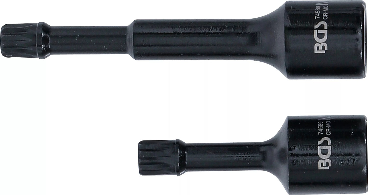 BGS 74590 Satz Kraft Spezial Biteinsätze Antrieb Innenvierkant 12,5mm (1/2") Innenvielzahn (für XZN) M12 für VAG 2 teilig