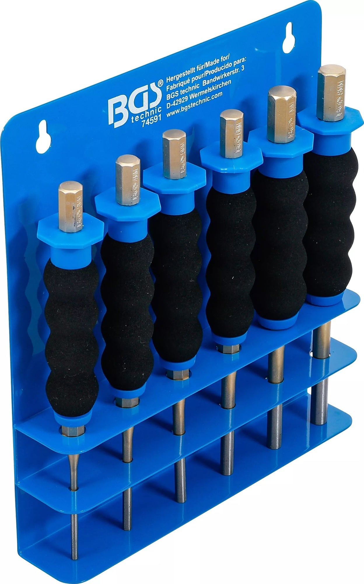 BGS 74591 Satz Splintentreiber mit Handschutz Länge 180mm Ø3 - 8mm 6 teilig Durchschläger